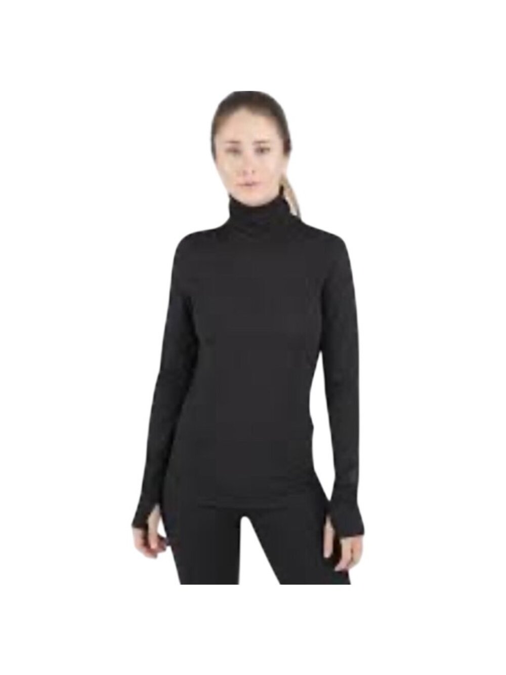 Terramar merino wool blend Cloud Nine 2.0 Black Turtleneck With Thumbholes S